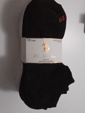 U.S. Polo Assn. Low Cut Athletic Socks - Black with Logo (10 Pairs)